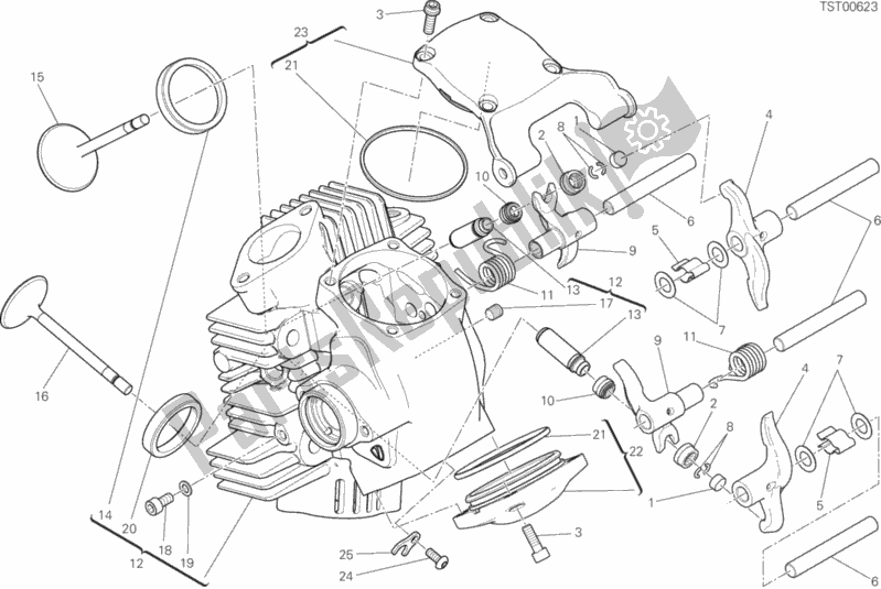 All parts for the Horizontal Head of the Ducati Scrambler 1100 Sport PRO USA 2020